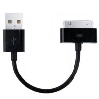 Krátky nabíjací a&nbsp;synchronizačný 30pin kábel pre iPhone / iPod / iPad - 10&nbsp;cm - čierny
