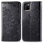 Flipové puzdro s reliéfom mandal a ornamentov pre iPhone 11 – čierne