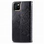 Flipové puzdro s reliéfom mandal a ornamentov pre iPhone 11 – čierne