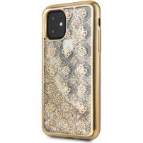 Guess 4G Peony Glitter presýpací kryt pre iPhone 11 Pro Max – zlatý