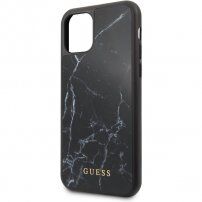 Guess Marble kryt so vzorom mramoru pre iPhone 11 Pro Max – čierny