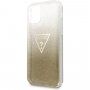 Guess Solid Glitter trblietavý kryt pre iPhone 11 Pro Max – zlatý
