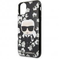 Karl Lagerfeld plastový kryt Karl a kvety pre iPhone 11 Pro Max – čierny