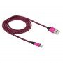 Opletený nabíjací a synchronizačný kábel USB-A 2.0 / Lightning pre iPhone / iPad / iPod / AirPods - 1 m - fuksiový