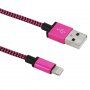 Opletený nabíjací a synchronizačný kábel USB-A 2.0 / Lightning pre iPhone / iPad / iPod / AirPods - 1 m - fuksiový