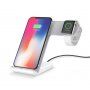 Stojanček s bezdrôtovým nabíjaním pre iPhone / Apple Watch – bielo-šedá