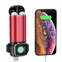 Powerbanka 5200 mAh s&nbsp;bezdrôtovým nabíjaním Apple Watch/AirPods – červená