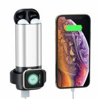 Powerbanka 5200 mAh s&nbsp;bezdrôtovým nabíjaním Apple Watch/AirPods – strieborná