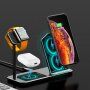 Bezdrôtová hliníková nabíjacia stanica pre iPhone/Apple Watch/AirPods – čierna