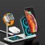Bezdrôtová hliníková nabíjacia stanica pre iPhone/Apple Watch/AirPods – strieborná