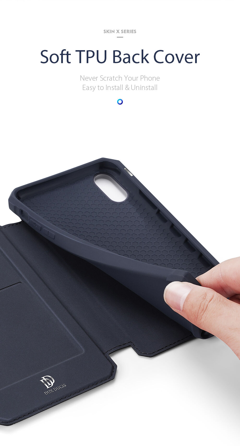 Dux Ducis flipové puzdro so slotom na karty pre iPhone XR - modré