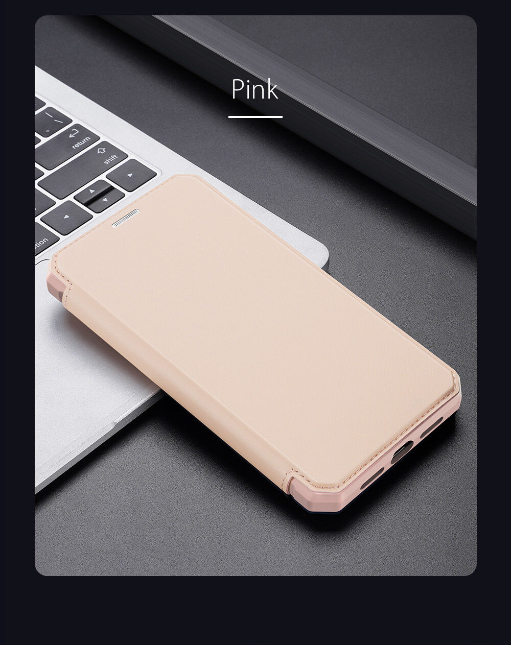 Dux Ducis flipové puzdro so slotom na karty pre iPhone XR - ružové