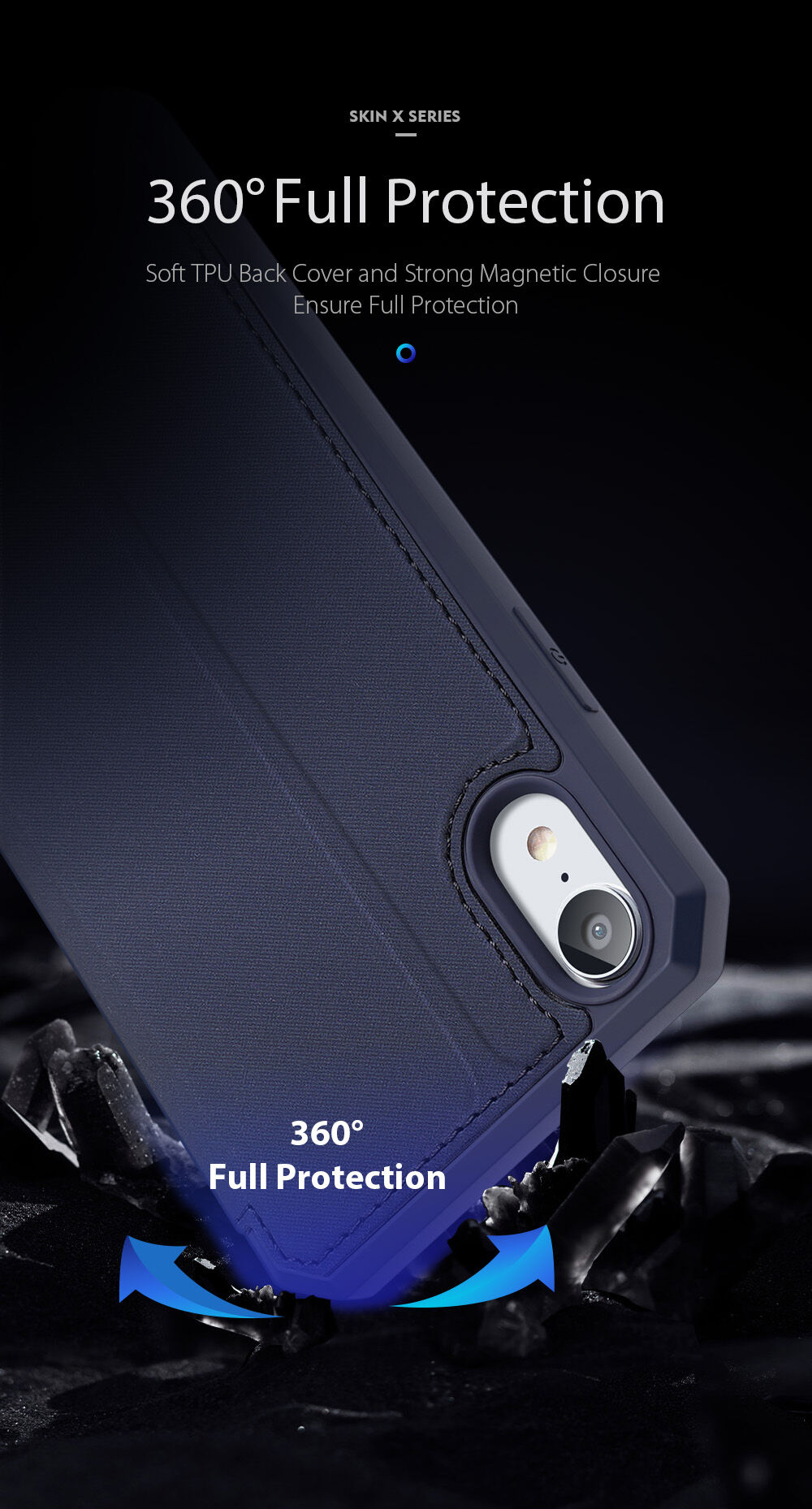 Dux Ducis flipové puzdro so slotom na karty pre iPhone XR - čierne