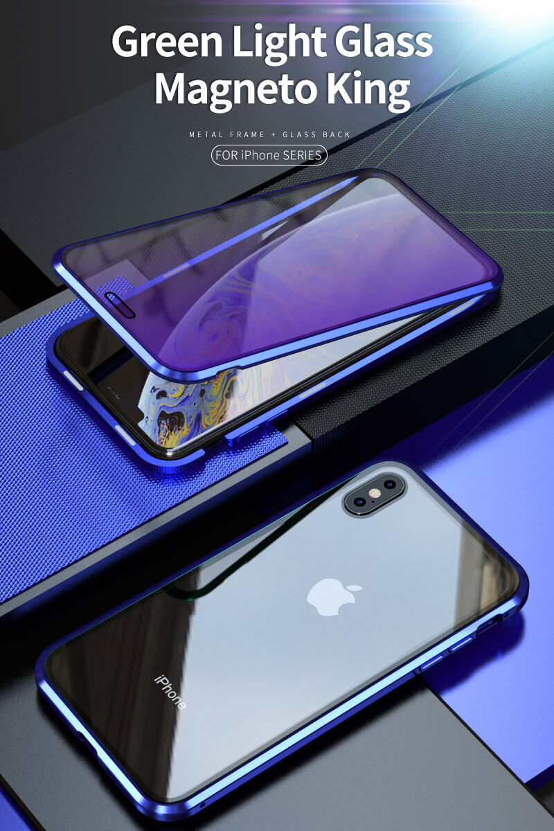 Kryt s kovovým rámčekom a tvrdeným anti-blue-ray sklom pre prednú aj zadnú stranu iPhone X / XS - zlatý