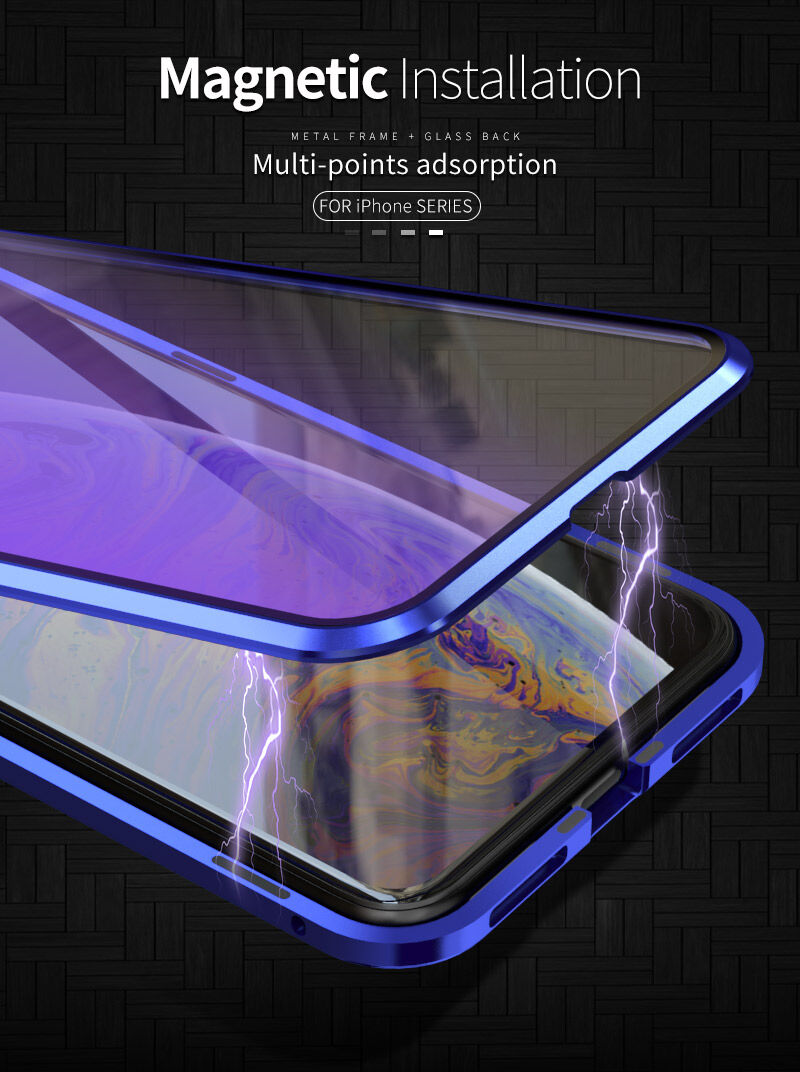 Kryt s kovovým rámčekom a tvrdeným anti-blue-ray sklom pre prednú aj zadnú stranu iPhone X / XS - zlatý