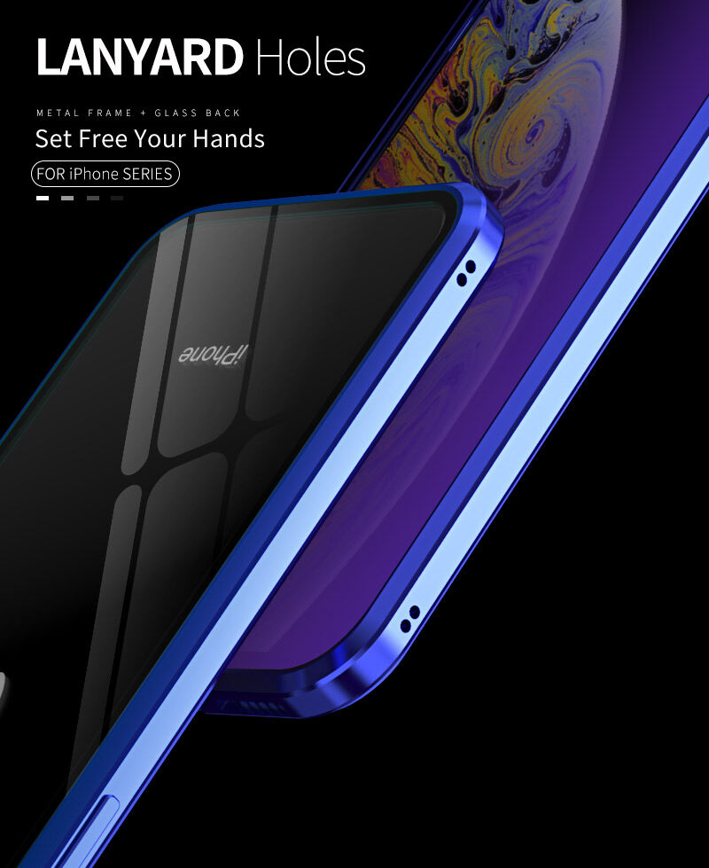Kryt s kovovým rámčekom a tvrdeným anti-blue-ray sklom pre prednú aj zadnú stranu iPhone X / XS - zlatý
