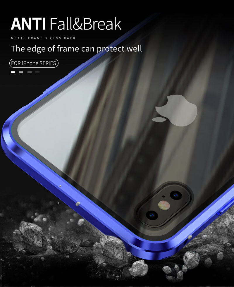 Kryt s kovovým rámčekom a tvrdeným anti-blue-ray sklom pre prednú aj zadnú stranu iPhone X / XS - zlatý