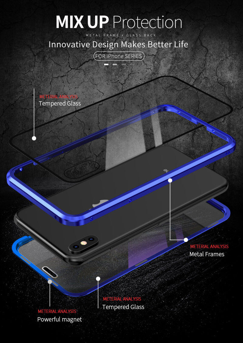 Kryt s kovovým rámčekom a tvrdeným anti-blue-ray sklom pre prednú aj zadnú stranu iPhone X / XS - zlatý