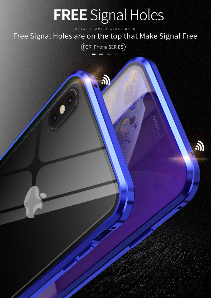 Kryt s kovovým rámčekom a tvrdeným anti-blue-ray sklom pre prednú aj zadnú stranu iPhone X / XS - zlatý