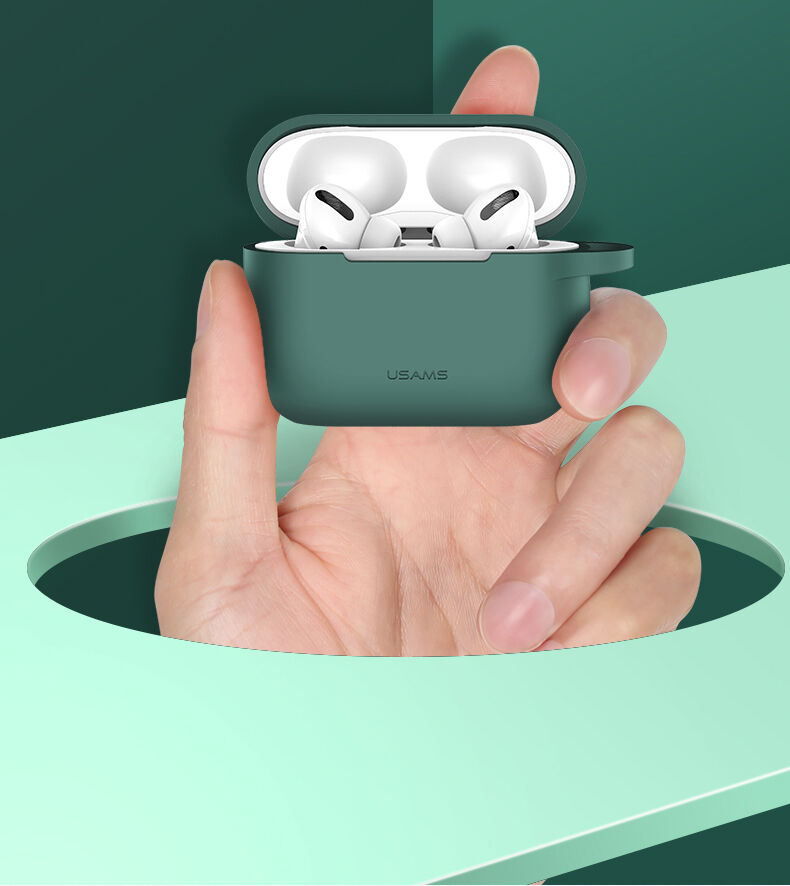 Usams silikónový obal s&nbsp;karabínou pre AirPods Pro – žltý