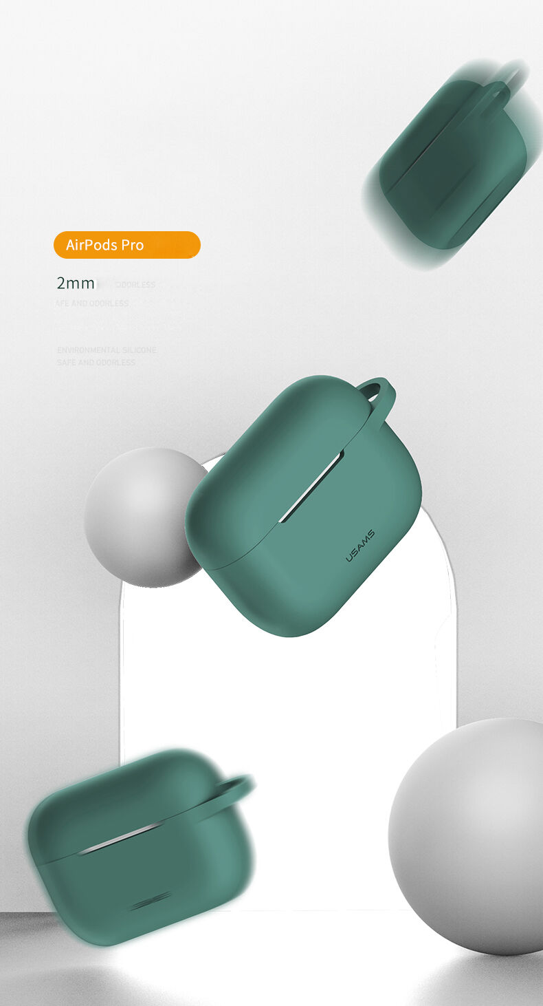Usams silikónový obal s&nbsp;karabínou pre AirPods Pro – žltý