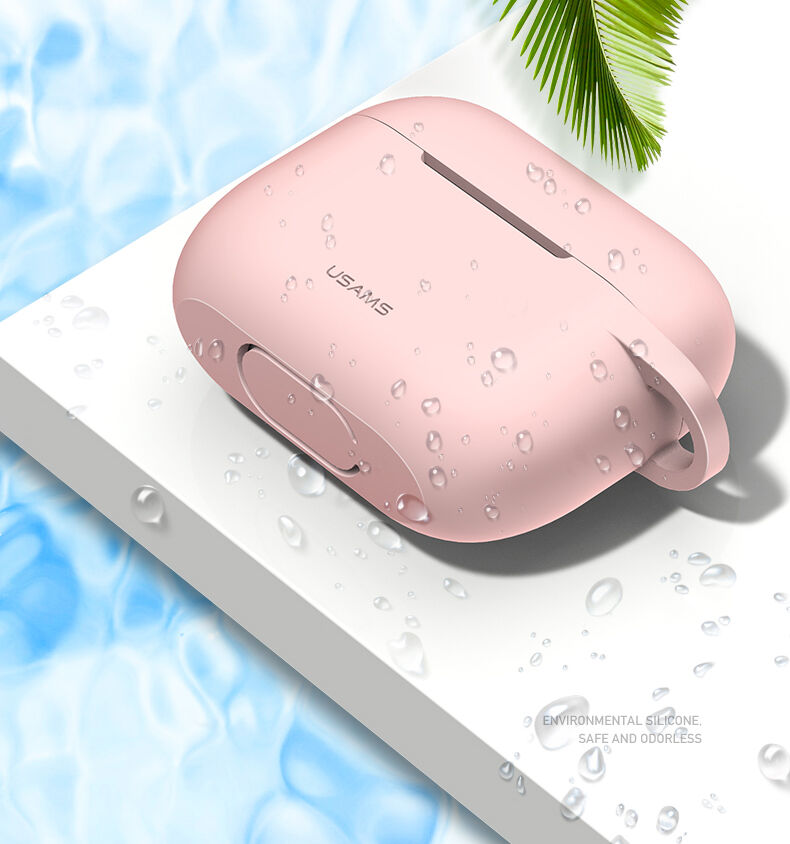 Usams silikónový obal s&nbsp;karabínou pre AirPods Pro – žltý