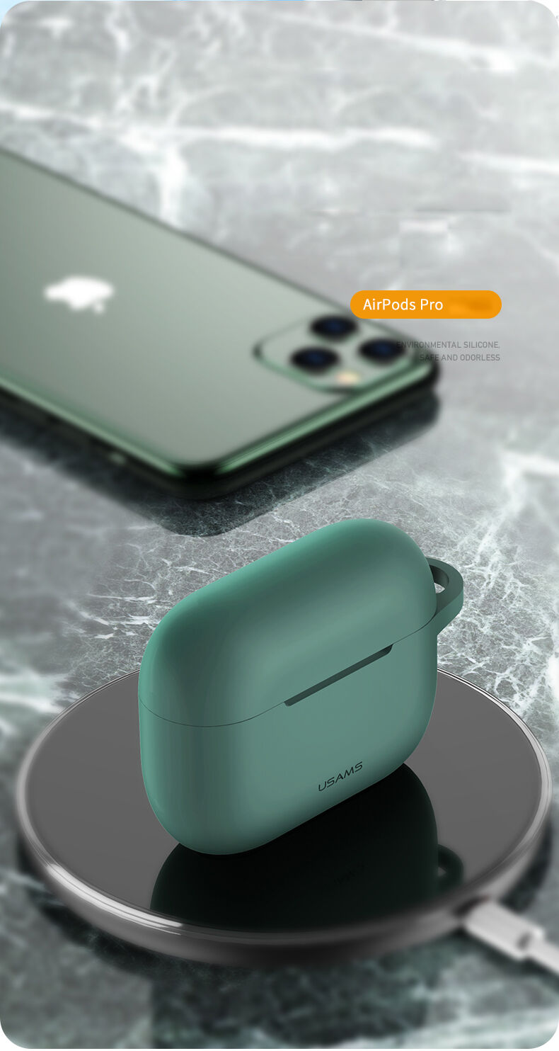 Usams silikónový obal s&nbsp;karabínou pre AirPods Pro – žltý