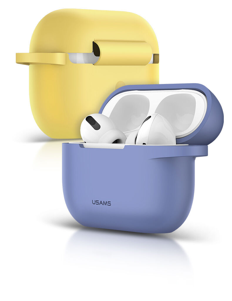 Usams silikónový obal s karabínou pre AirPods Pro – žltý Usams silikónový obal s karabínou pre AirPods Pro – žltý