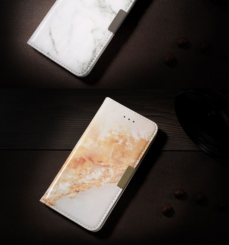 Flipové puzdro so vzorom mramoru pre iPhone 7 / 8 – sivé