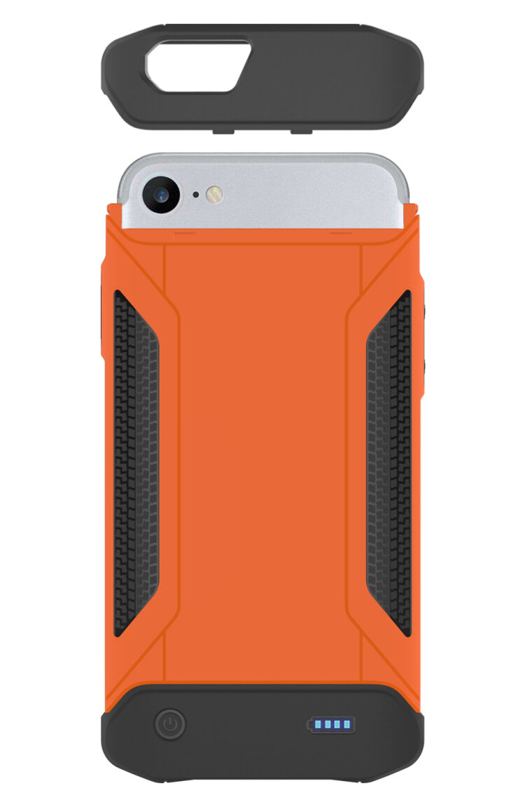 Odolný ochranný kryt s externou batériou 4000 mAh pre iPhone 6/6S/7/8 – oranžový Odolný ochranný kryt s externou batériou 4000 mAh pre iPhone 6/6S/7/8 – oranžový