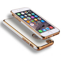 Obal na iPhone 6 Plus/6S Plus s&nbsp;360° ochranou a&nbsp;lesklými hranami – chráni prednú aj zadnú stranu – zlatý