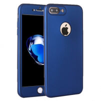 Silikónový obal na iPhone 8 Plus/7 Plus s&nbsp;360° ochranou – chráni prednú aj zadnú stranu – tmavomodrý