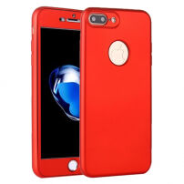 Silikónový obal na iPhone 8 Plus/7 Plus s&nbsp;360° ochranou – chráni prednú aj zadnú stranu – červený