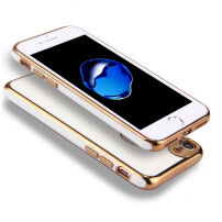 Obal na iPhone 8 / 7 s&nbsp;360° ochranou a&nbsp;lesklými hranami – chráni prednú aj zadnú stranu – zlatý