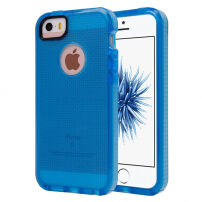 Polopriehľadný ochranný kryt na iPhone 5 / 5S / SE (2016) s tkanou textúrou – modrý