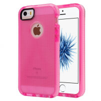 Polopriehľadný ochranný kryt na iPhone 5 / 5S / SE (2016) s tkanou textúrou – ružový