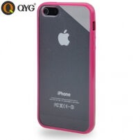 Ochranný priehľadný plastový kryt s rámčekom pre iPhone 5 / 5S / SE (2016) – ružový