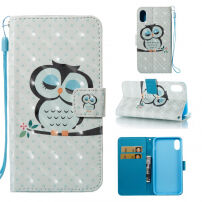 Vyklápacie puzdro so stojančekom a&nbsp;priestorom na doklady pre iPhone XS / iPhone X – sova