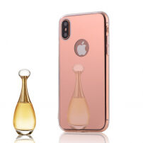 Zrkadlový ochranný kryt pre iPhone XS / iPhone X – ružovo-zlatý
