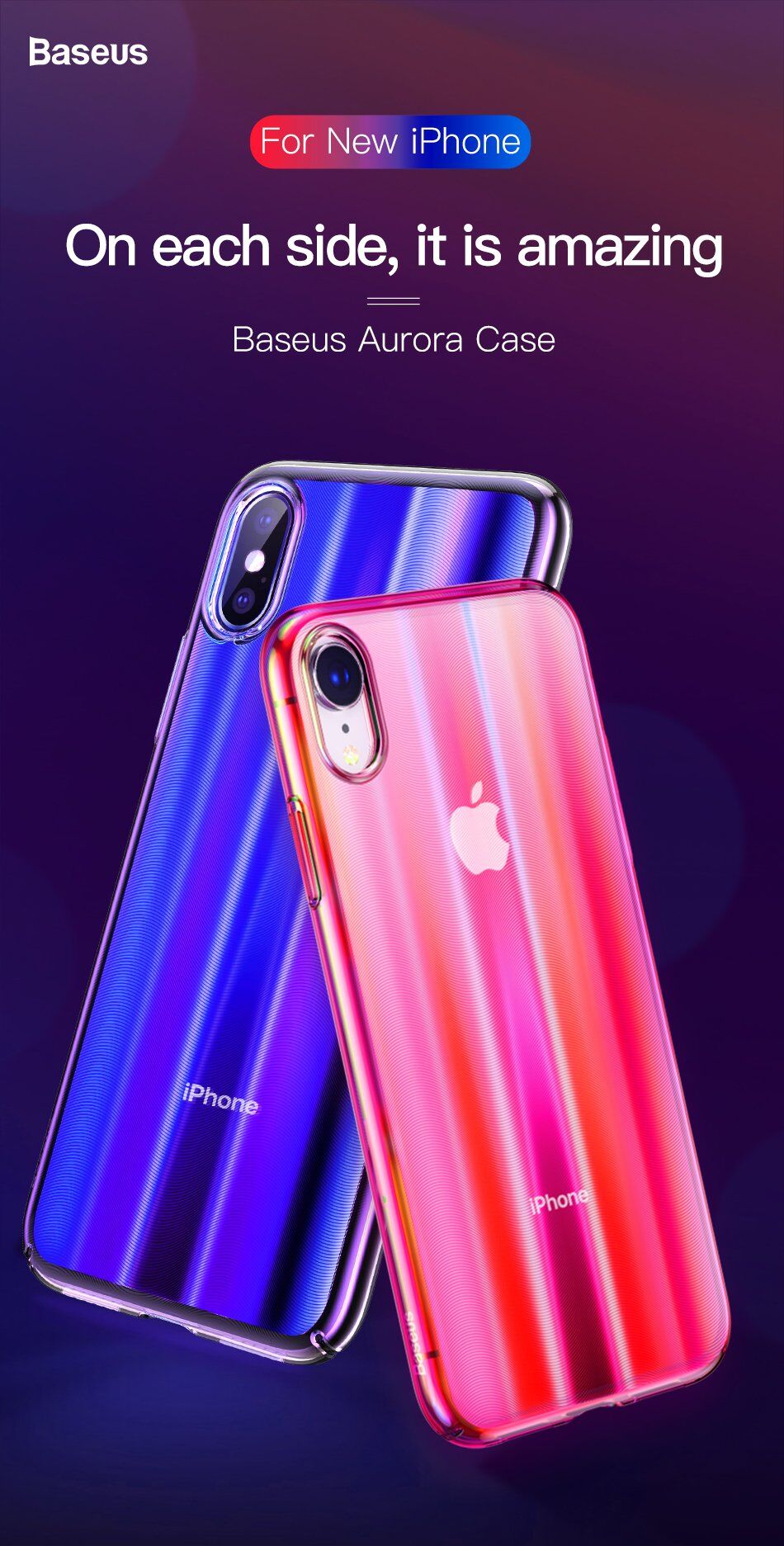BASEUS Aurora kryt pre iPhone XS – modrá