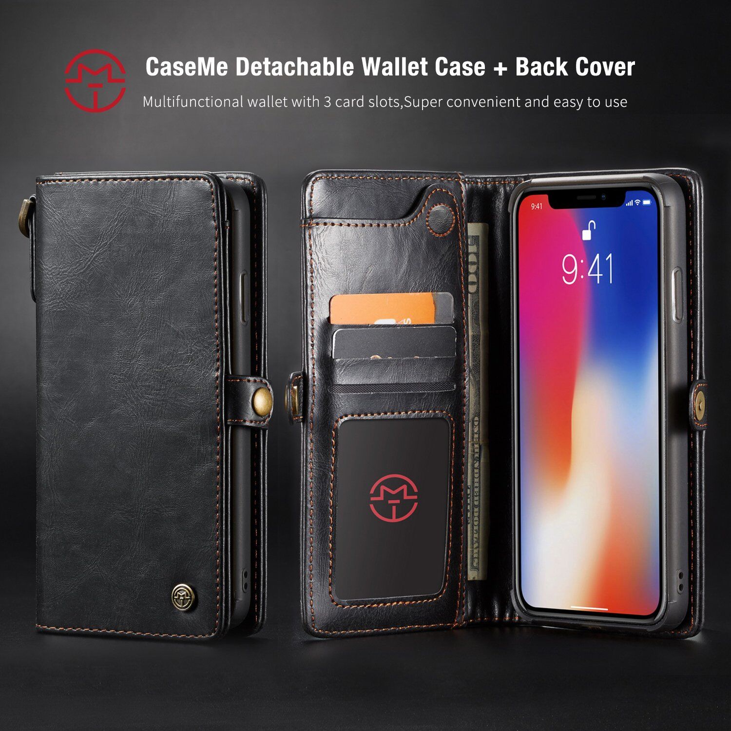 CASEME 2v1 odnímateľné puzdro pre iPhone XS Max – červená