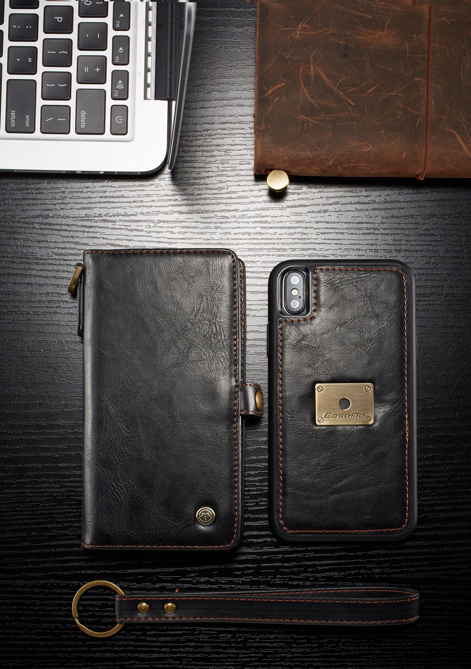 CASEME 2v1 odnímateľné puzdro pre iPhone XS Max – hnedá