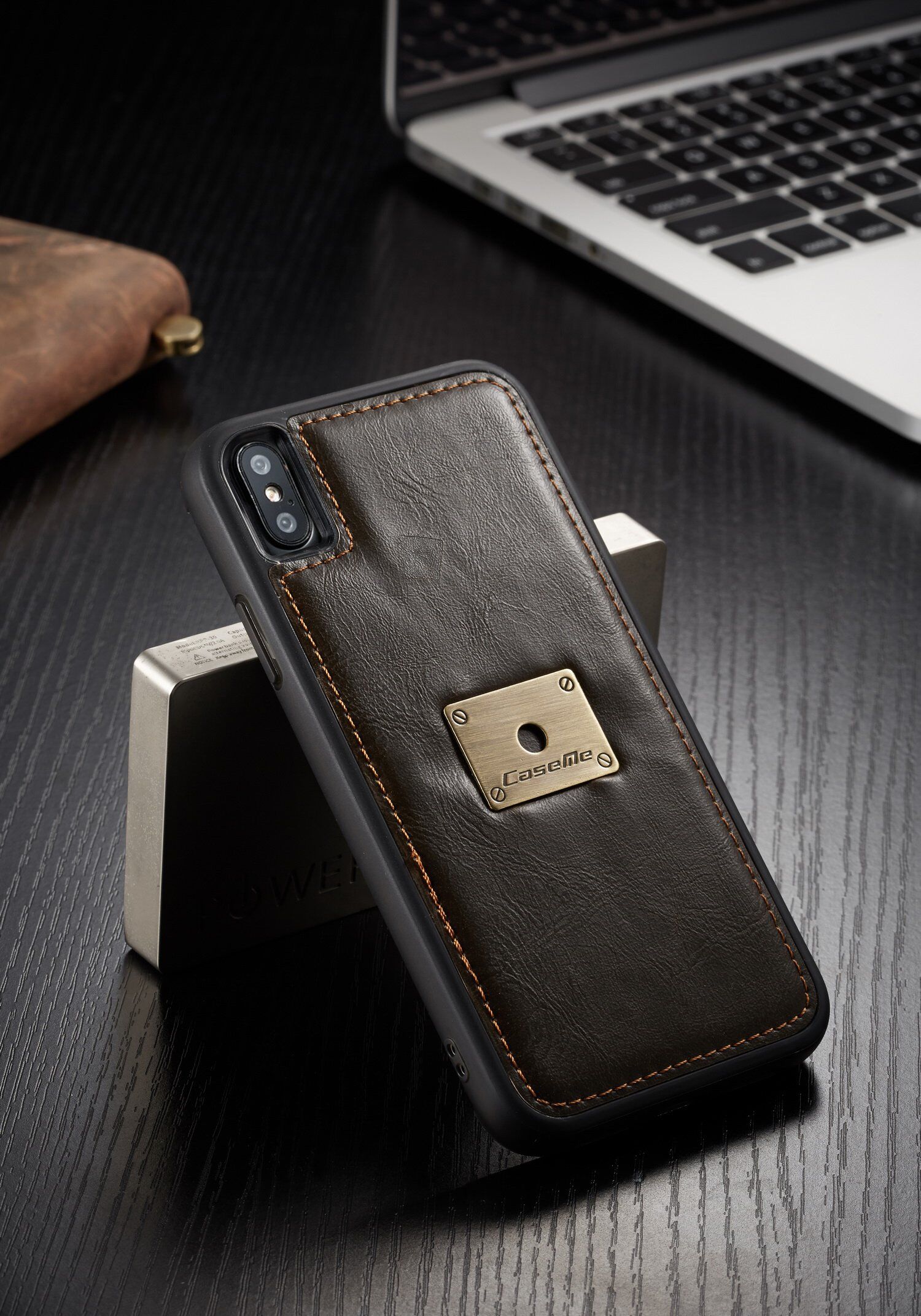 CASEME 2v1 odnímateľné puzdro pre iPhone XS Max – hnedá