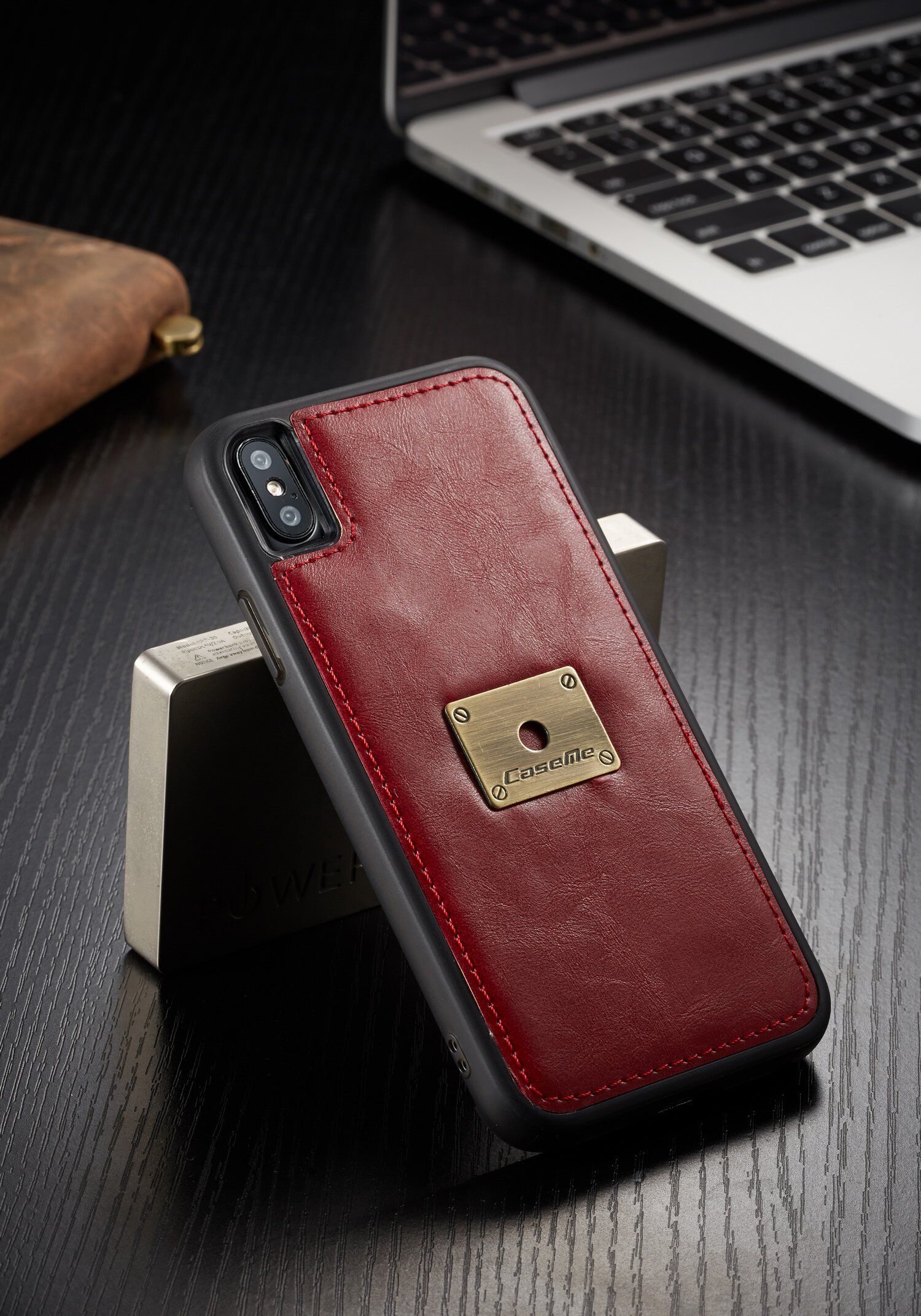 CASEME 2v1 odnímateľné puzdro pre iPhone XS Max – hnedá