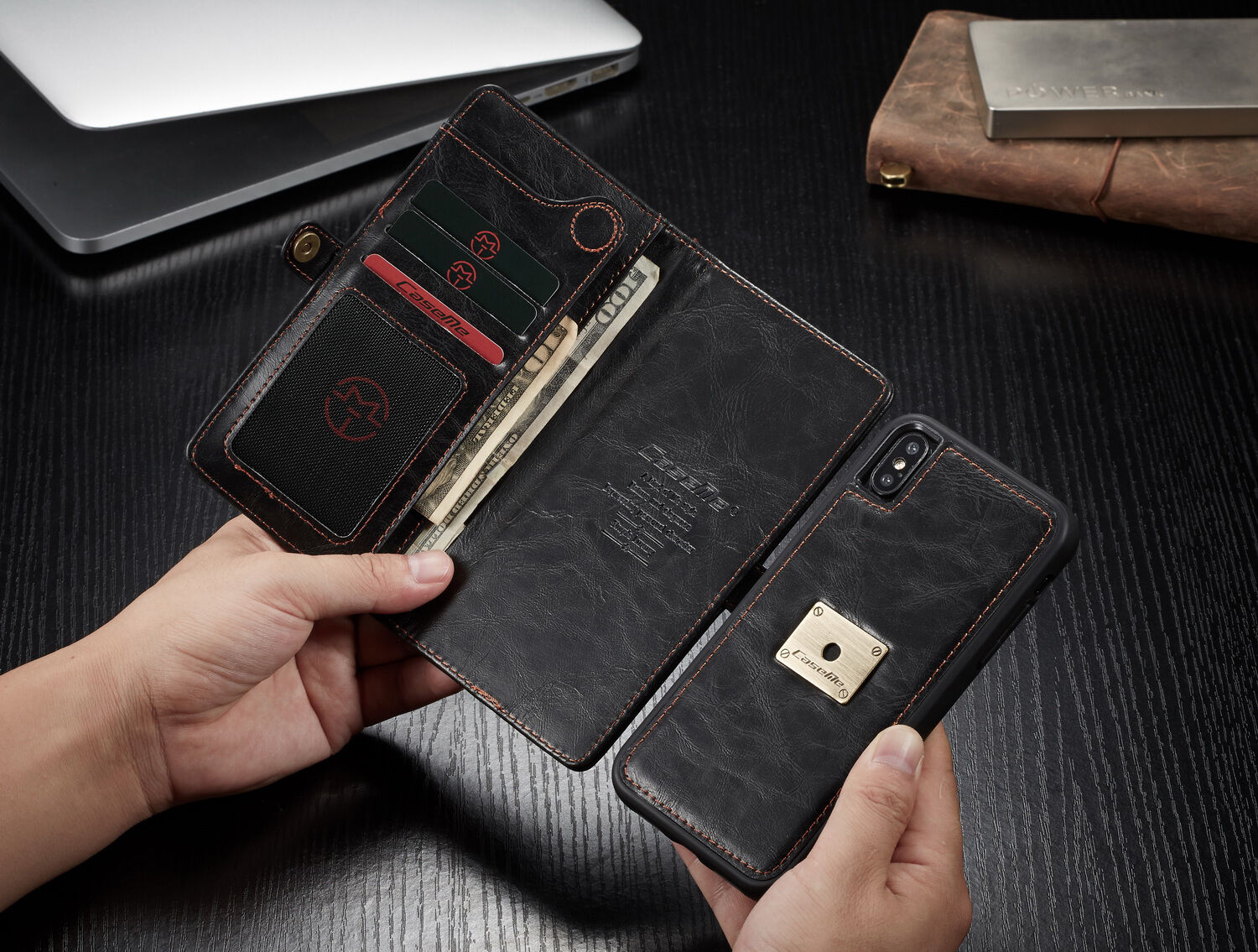 CASEME 2v1 odnímateľné puzdro pre iPhone XS Max – hnedá