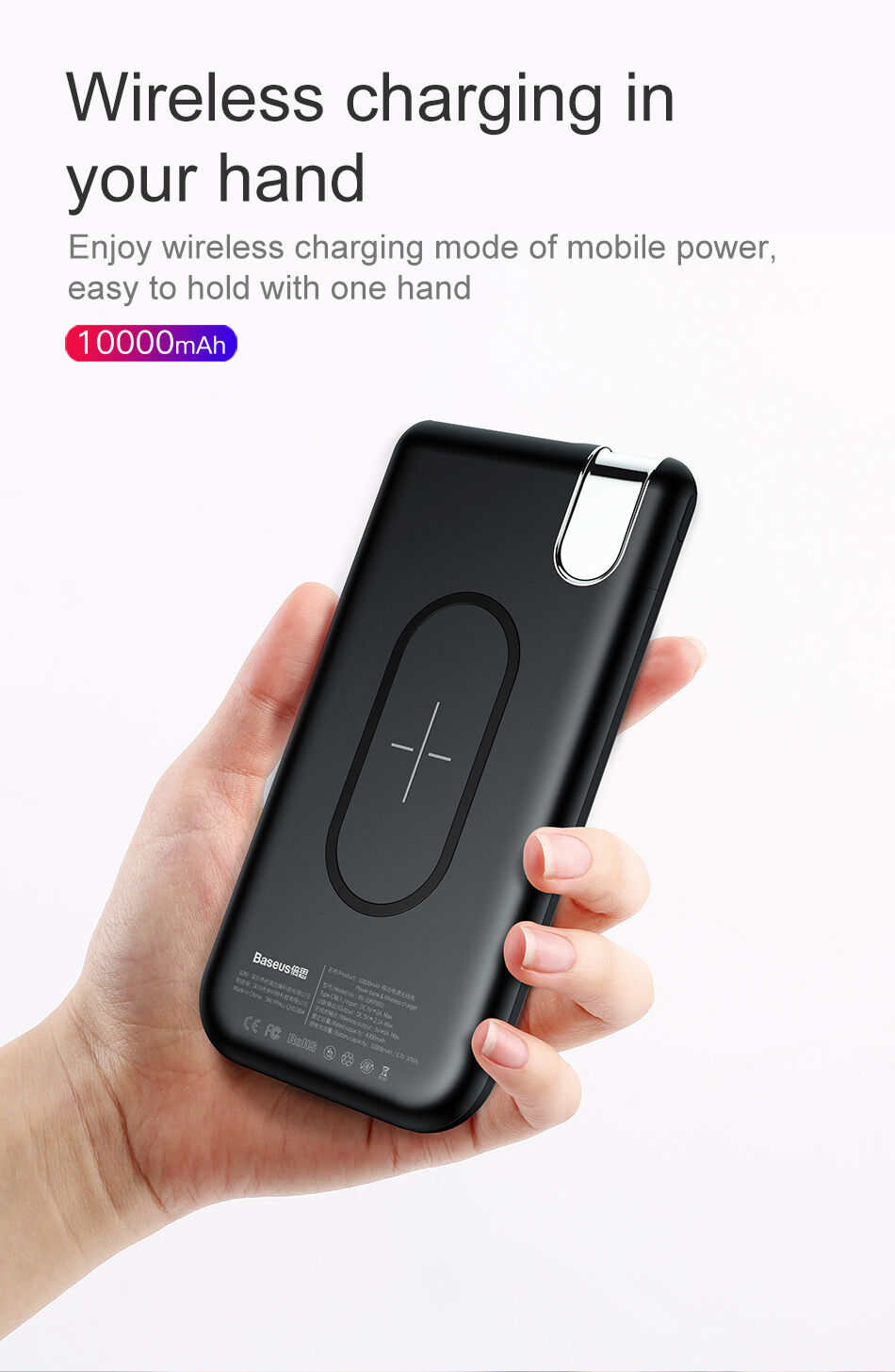 BASEUS powerbanka 10000mAh s bezdrôtovým nabíjaním – čierna