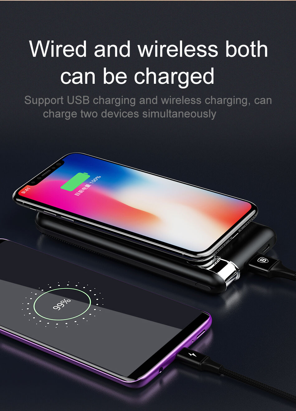 BASEUS powerbanka 10000mAh s bezdrôtovým nabíjaním – čierna