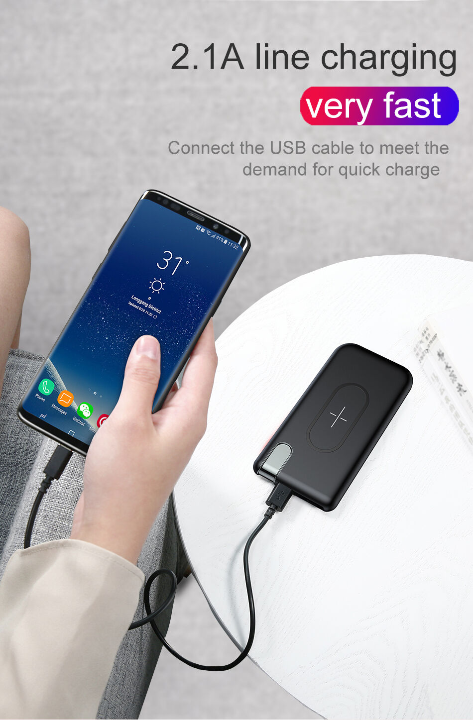 BASEUS powerbanka 10000mAh s bezdrôtovým nabíjaním – čierna