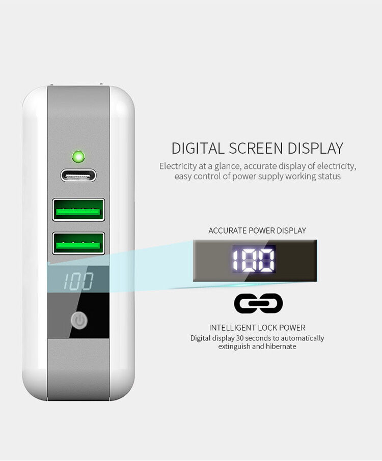 Nabíjačka / powerbanka 6700 mAh s výmennými zástrčkami (AU/UK/US/EÚ) a bezdrôtovým nabíjaním