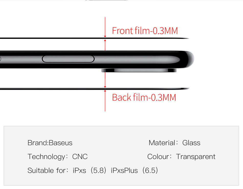 BASEUS tvrdené sklo na prednú aj zadnú stranu pre iPhone XS Max